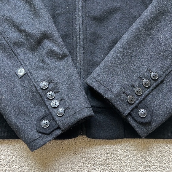 Designer High fashion 100% Black Wool Jacket by Under Two Flags - Picture 9 of 13